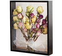 Cornice portafoto in legno con fiori secchi, 20,3 x 30,5 cm, decorativa, galleggiante in rovere chiaro, cornice per foto in vetro doppio, colore nero