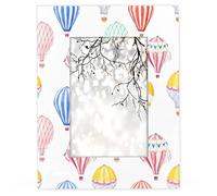 Cornice portafoto in legno con mongolfiera, 4 x 6 per foto da tavolo e da parete, 3,5 x 5 con tappetino o 4 x 6 senza tappetino, cornice decorativa per la casa (colorata)