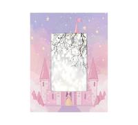 Cornice portafoto in legno da 10,2 x 15,2 cm, supporto da tavolo e da parete in legno, motivo castello delle principesse su sfondo rosa