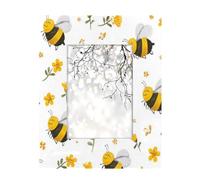 Cornice portafoto in legno da 12,7 x 17,8 cm, supporto da tavolo e da parete, cornici in legno con api gialle piccole floreali
