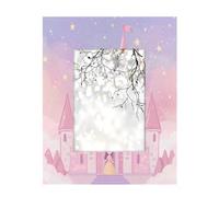 Cornice portafoto in legno da 12,7 x 17,8 cm, supporto da tavolo e da parete in legno, motivo castello delle principesse su sfondo rosa