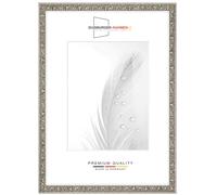 Cornice portafoto in legno massiccio, stile vintage, retrò, 36 x 49 cm, in argento antico, barocco, con vetro sintetico infrangibile e antiriflesso, cornice per poster, puzzle, collage fotografico