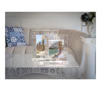 Cornice Portafoto Luminosa Doppia in Plexiglass Dimensioni 24x5x h 30 cm PER FOTO 13x18 cm trasparente argento trasparente
