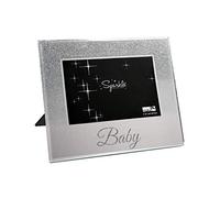 Cornice portafoto Maturi con glitter argento, specchiata 10 x 15 cm, regalo 'Baby'