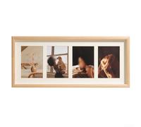 Cornice portafoto multipla con venature del legno con quattro aree di visualizzazione definite per organizzare ritratti paesaggi o stampe in stile documento insieme