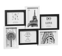 Cornice Portafoto Multipla Mosaico Legno MDF Porta Foto Bianco Nero Varie Misure