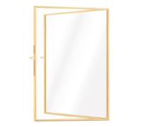 Navaris Cornice Portafoto Multipla Pieghevole - Cornici Porta Foto da Tavolo in Ottone Vetro 32x20.7cm - Doppia Superficie per 4 Fotografie - Oro