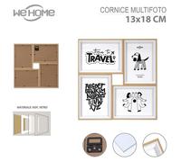 Cornice portafoto multiplo da muro e parete porta 4 foto collage in MDF e vetro