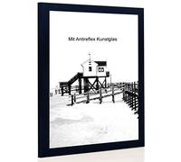 Cornice portafoto nera con vetro antiriflesso - Dimensioni dell'immagine: 80 x 120 cm - Larghezza della baguette: 30 mm