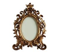 Cornice portafoto ovale in resina oro stile vintage per esposizione tavolo o lib