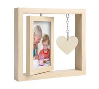 Cornice portafoto per coppie, regalo per anniversario, fidanzamento, con ciondolo a forma di cuore caldo fai da te, girevole su entrambi i lati, in legno da 10 x 15 cm, per coppie, fidanzato