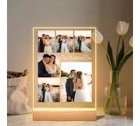 Cornice portafoto personalizzata con foto, luce notturna personalizzata per anniversario, compleanno, matrimonio, cornice in acrilico illuminata, 15 x 20 cm, regalo di relazione per coppie, familiari