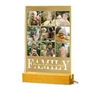 Cornice portafoto personalizzata in acrilico con foto e testo, cornice personalizzata con luce notturna a LED, base in legno, regalo per mamma, papà, famiglia, figlio, figlia