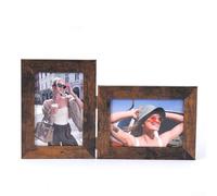 Cornice portafoto pieghevole a due sezioni per immagini da 15,2 cm con finitura in legno invecchiato e distribuzione bilanciata del peso (D)