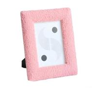 Cornice portafoto quadrata in velluto felpato realizzata in robusto cartone artificiale, progettata per esporre foto da 10 x 15 cm, perfetta per la decorazione moderna della casa o dell'ufficio (rosa)