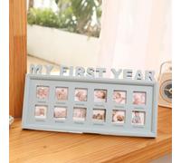 Cornice portafoto ricordo per neonati, con scritta "My First Year Moments", per ragazze e ragazzi, da 1 a 12 mesi, kit per esposizione multipla per baby shower, ricordi di compleanno, battesimo,