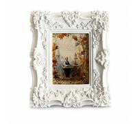 Cornice Portafoto Vintage Ornamentale , Bianco con stampa casuale | Finitura dettagliata, Cornice per immagini, Decorazione domestica, Per apprezza l'arte