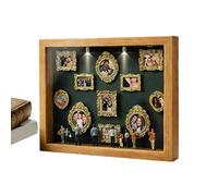 Cornice Sagomata Piccola Da Museo Fai-da-te - Decorazione Fai-da-te In Memoria In Miniatura, Cornice Sagomata Mini Museo In Resina Di Legno Chiaro Caldo, Scatola Ombreggiante Con Faretto | Scatola D'o