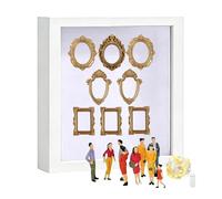 Cornice Shadow Box - Legno Vetro Mini 20x15x5cm | Custodia Per Foto Da Museo Con Silhouette Di Memoria Per La Famiglia, Con Cornice Dorata E Figurine Casuali | Cornices Shadow Box Per La Pensione