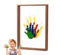 Cornice trasparente per impronte di mani, kit per impronte di famiglia - Kit per stampa a mano | Kit con cornice in legno, ricordo artigianale con impronte di mani, kit sicuro per i bambini, fogli tra