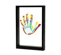 Cornice USB con luce LED da tavolo calda e 4 pannelli trasparenti per la decorazione della casa della famiglia Cornice per foto Usb Picture Frame Layered Handprint