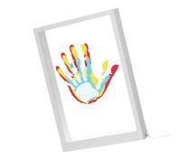 Cornice USB con luce LED da tavolo calda e 4 pannelli trasparenti per la decorazione della casa della famiglia Cornice per foto Usb Picture Frame Layered Handprint