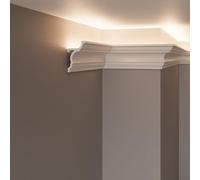 Cornice Veletta per Strisce LED a Soffitto e Parete - Lunghezza 2 metri Modulare - In HDPS (Duropolimero Verniciabile - Per Illuminazione Indiretta - KH916