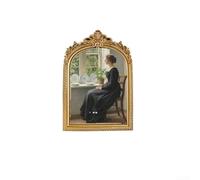 Cornice vintage in resina dorata con intricato design ad arco floreale, realizzata a mano per una maggiore durata e un aspetto estetico, perfetta per esporre foto da parete o da tavolo (oro 17,8 cm)