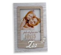 Cornice Zia Fotografia 10x15 | Portafoto Scritta Zia e Cuoricini in legno| Regalo Zia per Compleanno, Onomastico delle Zie o Natale, Battesimi, in Colore Bianco - Legno Chiaro