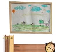Cornici artigianali in legno - Vetrina per opere d'arte per bambini, montaggio orizzontale verticale, pezzo di legno minimalista facile da montare, bordo lucido della per accessori | per il r