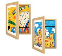 Cornici artistiche per bambini, formato A4, con apertura frontale, per esporre opere d'arte in verticale o in orizzontale, per bambini, disegni e lavori artigianali (2, legno)