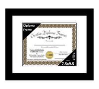 Cornici Creative 7,5x9,5 Cornice classica nera per diploma con cavalletto in vetro bianco opaco e ganci da parete installati | La cornice contien