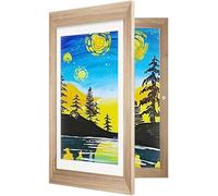 Cornici d'Arte per Bambini, Cornice per Display Ad Apertura Frontale con Supporto Superiore E Cinghia Fissa, Consente di Visualizzare Le Opere d'Arte per Bambini Cornice in Legno, Wood Color, A3