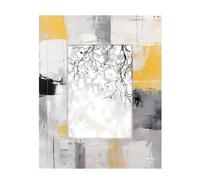 Cornici fotografiche ecologiche in legno e acrilico da 12,7 x 17,8 cm, pannello HD resistente ai graffi, per scrivania/parete, doppio uso, pittura artistica giallo, grigio, nero, stampa digitale