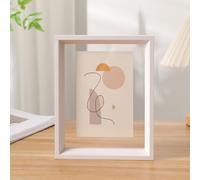 Cornici in vetro galleggiante, foto in legno, cornice per cartoline, cornice in legno A4, cornice per foto in doppio vetro, bifacciale, antipolvere, trasparente, A3, A4, per esposizione a parete e da