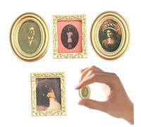 Cornici per case delle bambole, Set di cornici per case delle bambole da 4 pezzi, Immagini murali di arte vittoriana Accessori in scala 1/12 Dipinti stampati Mobili dorati, Carta da parati