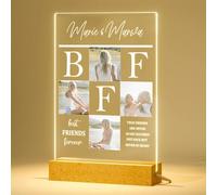 Cornici per collage personalizzate con testo per foto, targa di compleanno personalizzata per migliore amica, regalo di amicizia, cornice in acrilico personalizzata con luce notturna a LED