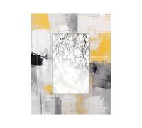 Cornici per foto ecologiche in legno e acrilico da 10,2 x 15,2 cm, pannello HD resistente ai graffi, per scrivania/parete, doppio uso, pittura artistica giallo, grigio, nero, stampa digitale cornice