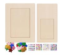 Cornici per foto in legno - Cornici per foto da decorare - Set di display per poster d'arte con adesivi glitterati stelle cuori 20 x 15 cm per decorazione casa soggiorno ufficio camera dei bambini