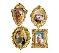 Cornici per foto in miniatura, set di decorazioni dorate da 4 pezzi - Cornici geometriche in oro per casa delle bambole, per la decorazione della scrivania, libreria, tavolo da notte, dormitorio