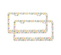 Cornici per targa, graziosi accessori per auto per noi Canada, standard per donne e uomini, confezione da 2 2 fori con tappi a vite neri (fiori vintage Groovy 5)