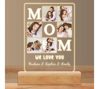 Cornici personalizzate per mamma con luce notturna, regali di compleanno per la festa della mamma da parte della figlia figlio, targa fotografica personalizzata con nome dei bambini, regali di