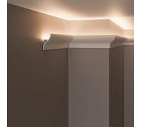 Cornici velette per led a soffitto e parete (4 o 10 metri lineari - KH906), per illuminazione indiretta con le strisce led | decorative, prefabbricate in duropolimero (10 metri)