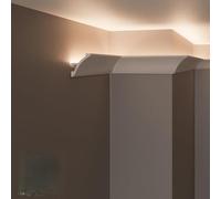 Cornici velette per led a soffitto e parete (lunghezza 2 metri - KH904), per illuminazione indiretta con le strisce led | decorative, prefabbricate in duropolimero
