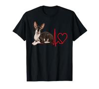 Cornish Rex Battito Cardiaco Gatto Mamma papà Riccio Gatto Razza Amore Maglietta