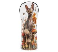 Cornish Rex Cat 3D Golf Club Copritesta in pelle PU con targhetta numerica progettata per adattarsi a tutti i legni e conducenti