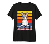Cornish Rex Cat 4th of July Merica American Mericat Cats Maglietta Premium