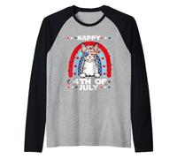 Cornish Rex Cat Happy 4th of July Patriotic American Cats Maglia con Maniche Raglan