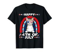 Cornish Rex Cat Happy 4th of July Patriotic American Cats Maglietta