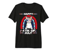 Cornish Rex Cat Happy 4th of July Patriotic American Cats Maglietta Premium